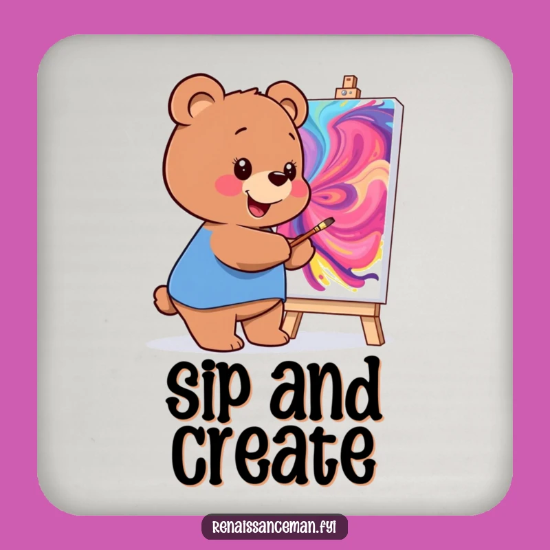 Funny Bear Painting Coasters: Protect Surfaces with Artistic Flair