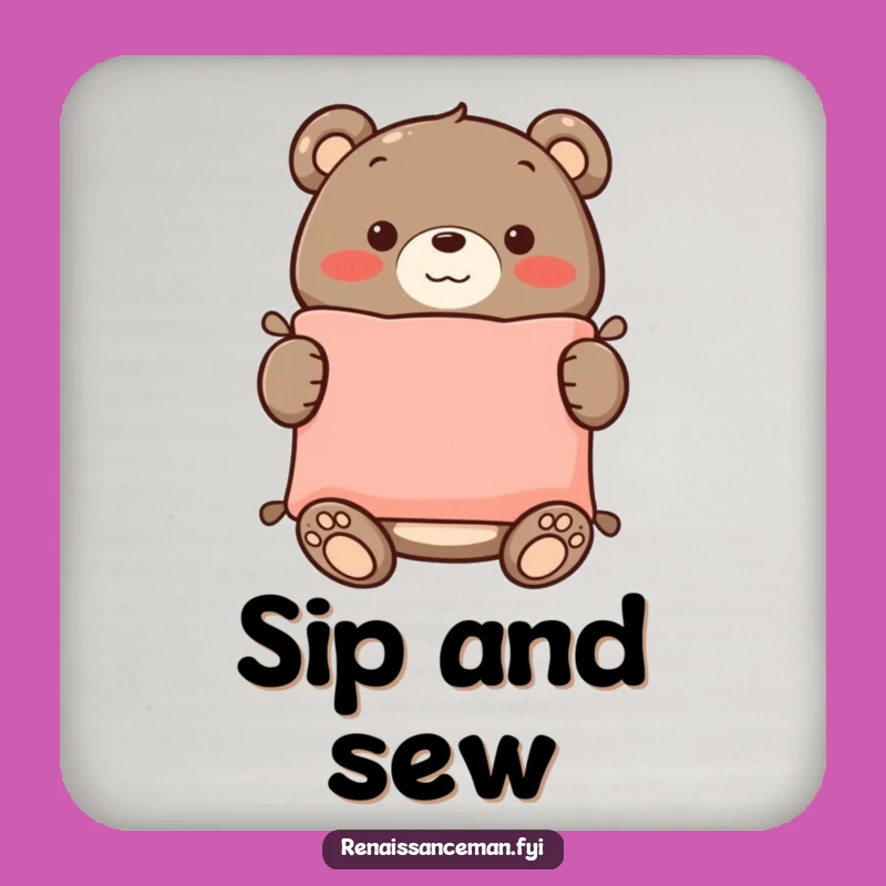 Funny Bear Sewing Coaster: Protect Surfaces with a Smiling Bear, Perfect Gift