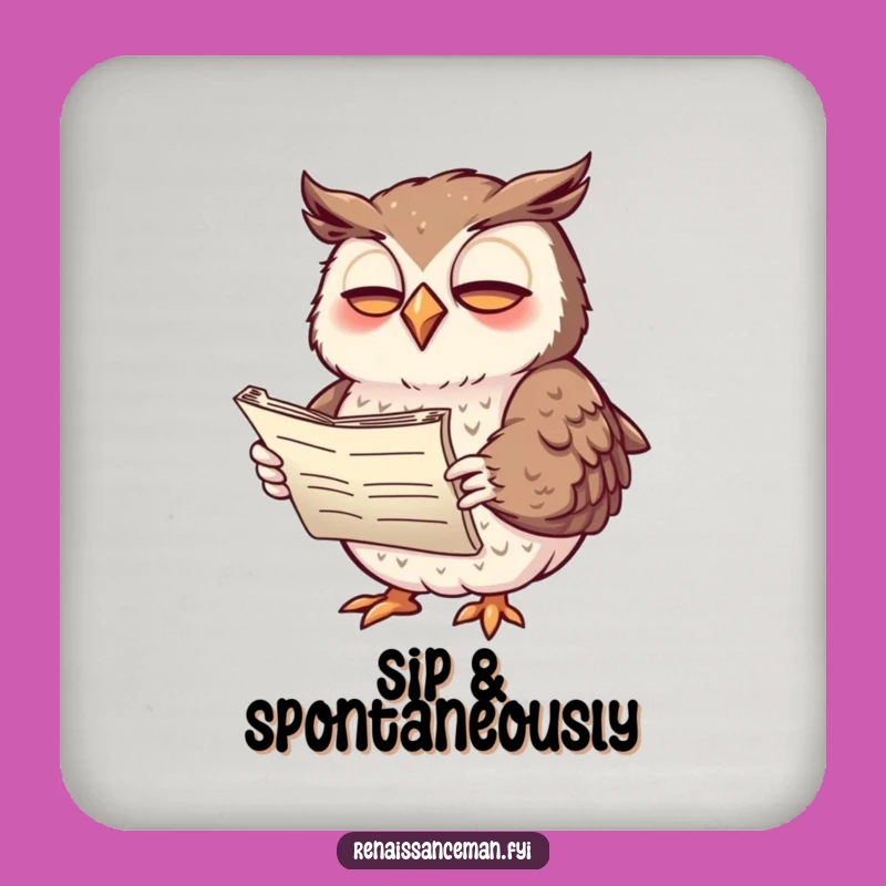 Funny Giggling Owl Poetry Coaster: Protect Your Surfaces with Literary Wit and Charm