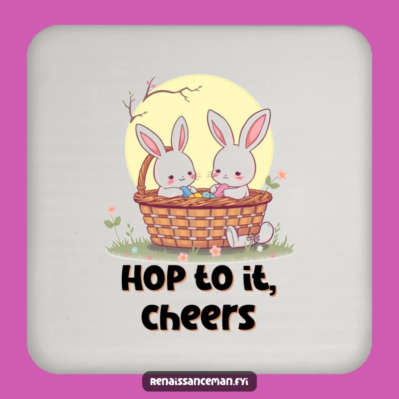 Funny Rabbit Moonlit Picnic Coaster Set: Protect Surfaces with Charm