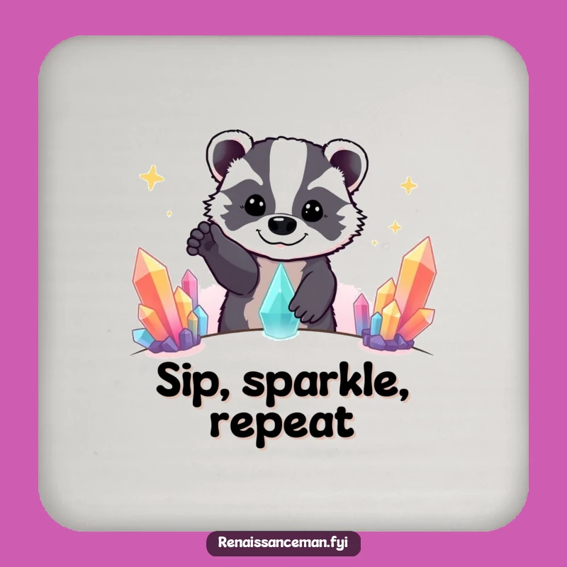 Funny Beaming Badger Crystal Dreams Drink Coaster Set - Table Funny Gift
