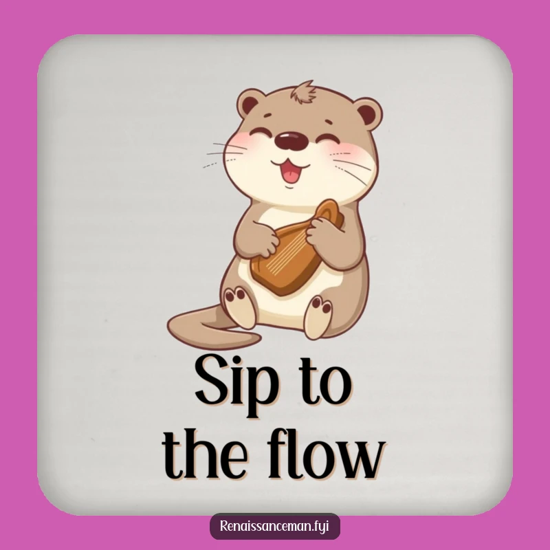 Funny Otter Harp Coaster Set: Protect Surfaces with Harmony