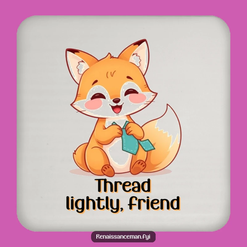 Funny Fox Stitching Coaster: Protect Surfaces with Hilarious Art