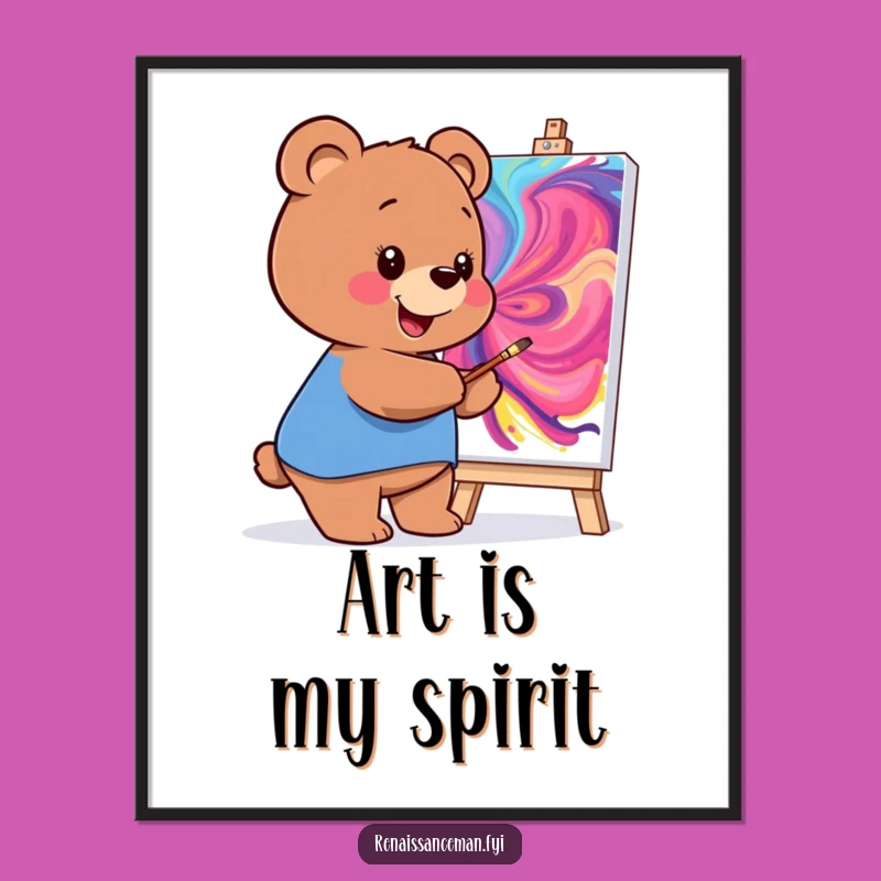 Funny Bear Painting Poster: Bring Masterpiece Humor to Your Walls
