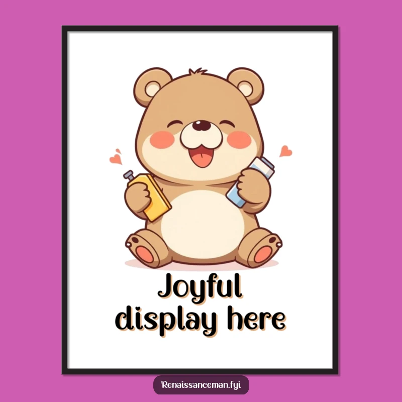 Funny Bear Poster: Giggling Product Demo Art, Decor Gift!