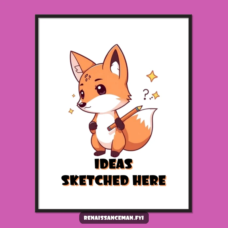 Funny Fox Sketch Poster: Bold Art Decor for Creative Minds Gift