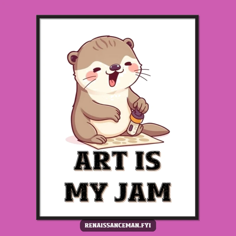 Funny Otter Stamping Poster: Vibrant Artful Decor, Perfect Funny Gift