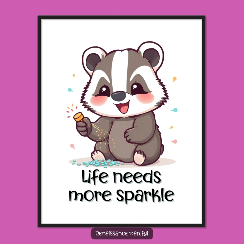 Funny Badger Glitter Poster: Dazzling Wall Art, Perfect Joyful Gift