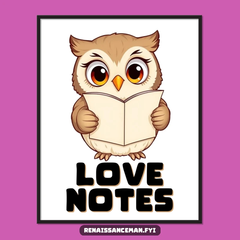 Funny Owl Love Letter Poster: Wall Art for Romantic & Bookish Homes