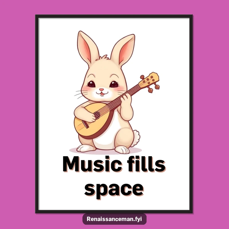 Funny Skilled Rabbit Poster - Whimsical Wall Art for Music Lovers!