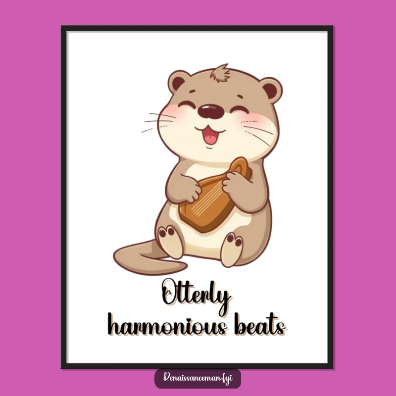 Funny Otter Harp Poster: Musical Art for Your Walls