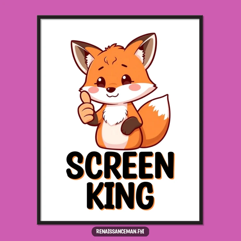 Funny Fox Thumbs Up Poster: Hilarious Wall Art for Tech Enthusiasts