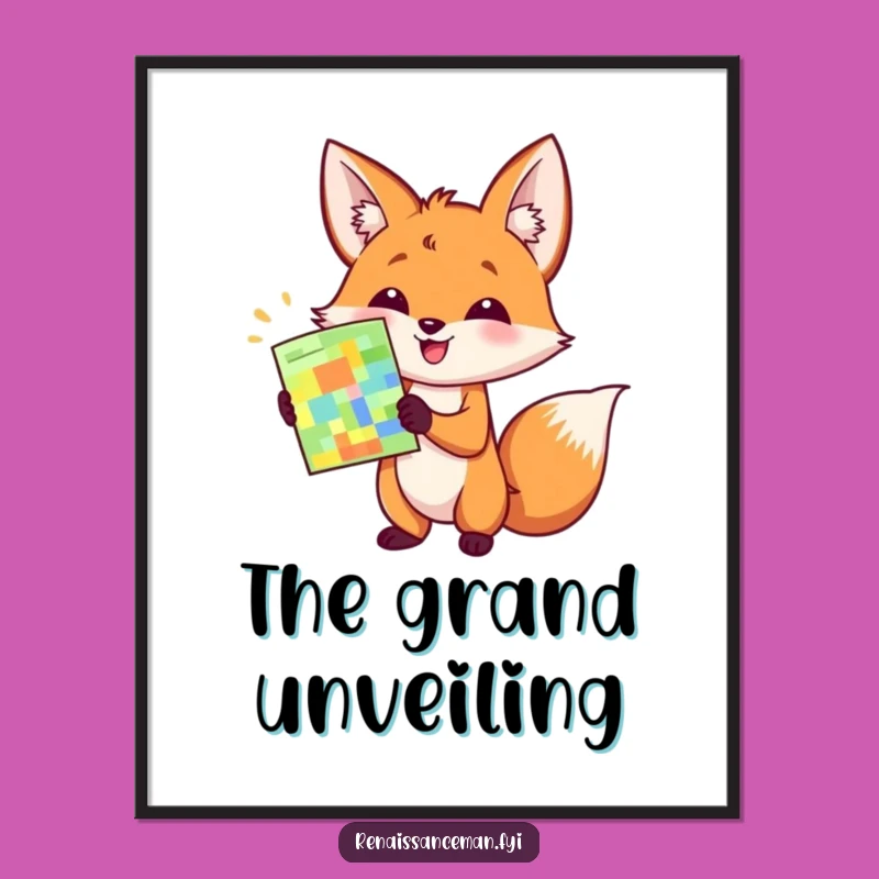 Funny Fox Presentation Poster: Hilarious & Enthusiastic Art