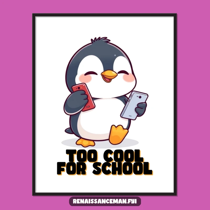 Funny Penguin Face Off Poster: Decorate with Digital Delight