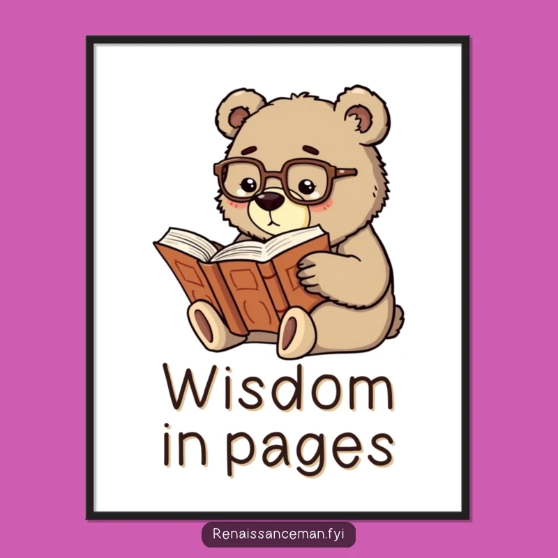 Funny Scholarly Bear Poster - Whimsical Wall Art for Book Lovers!
