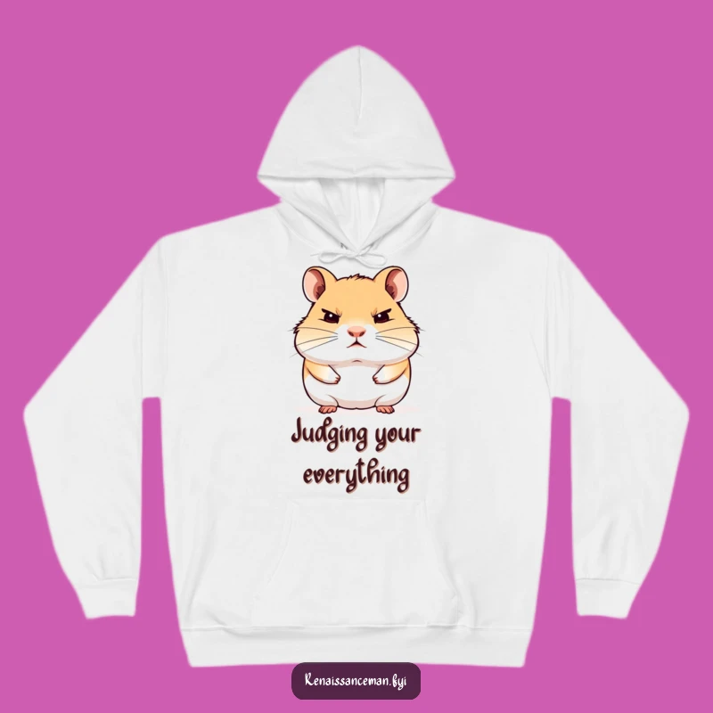 Cozy Funny Hamster Hoodie: Blank Stare Comfort - Hilarious Grumpy Gift