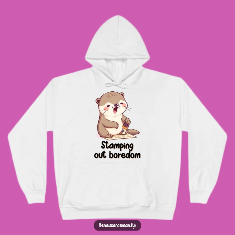 Cozy Funny Otter Stamping Hoodie: Warm Crafting Gift for Enthusiasts
