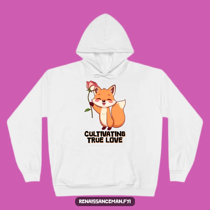 Cozy Funny Fox Hoodie - Dramatic Rose Love, Perfect Gift for Romantics