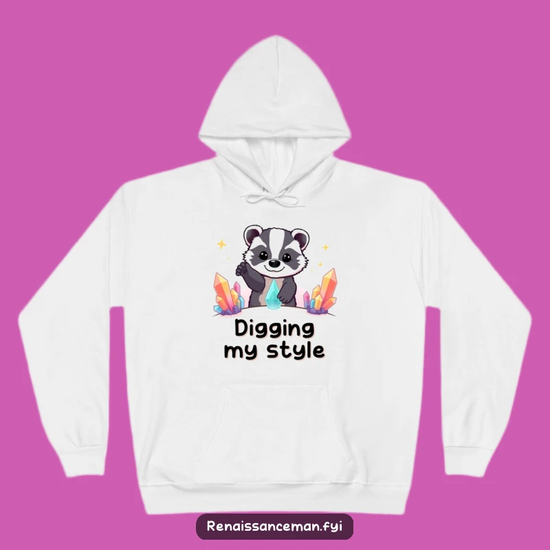 Funny Beaming Badger Crystal Hunter Hoodie - Cozy Funny Gift