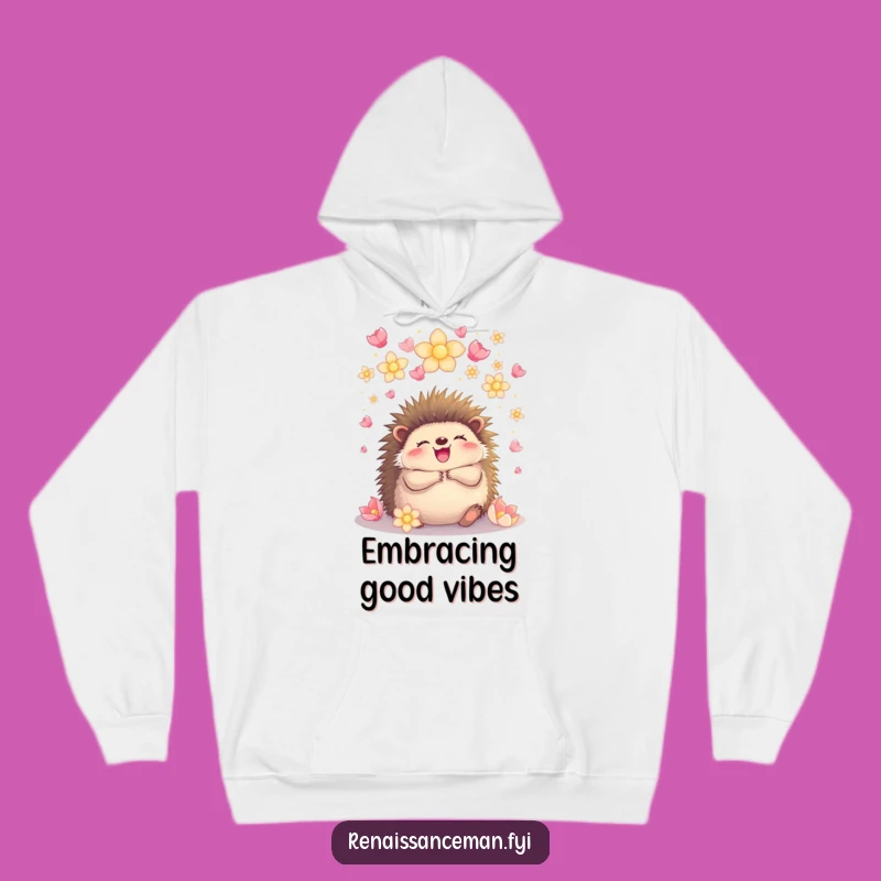 Funny Hedgehog Petal Hug Hoodie: Cozy Up in Joyful Embrace
