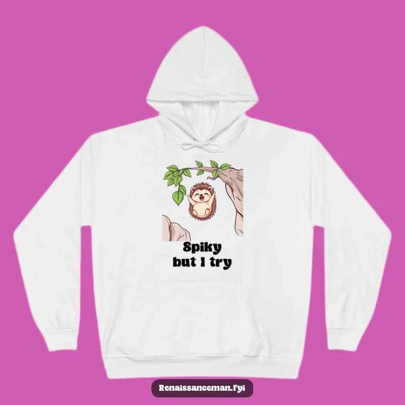 Funny Delighted Hedgehog Dangling Cozy Hoodie - Warm Funny Gift