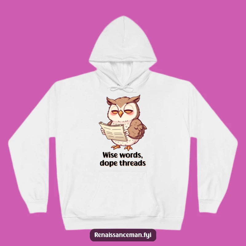 Funny Giggling Owl Poetry Hoodie: Cozy Up with Literary Laughter and Expressive Wings
