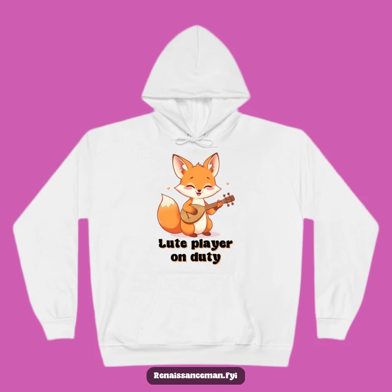 Cozy Funny Fox Lute Hoodie: Melodies of Warmth and Humor