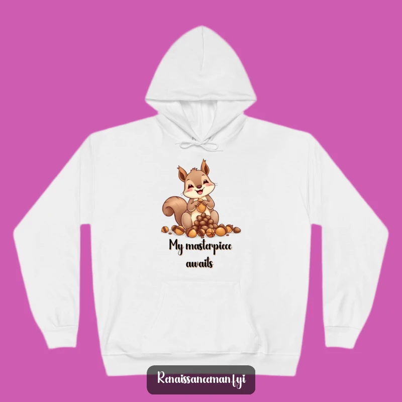 Cozy Funny Squirrel Acorn Sculptor Hoodie: Warm Up with Woodland Artistic Vibes!