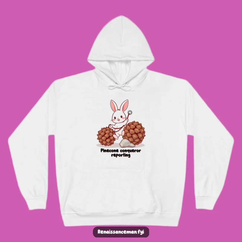 Funny Bunny Grappling Pinecone Hoodie: Cozy Up with This Hilarious Adventure Apparel