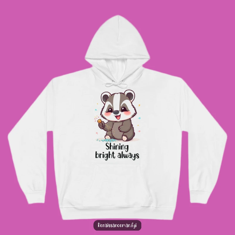 Cozy Funny Badger Glitter Hoodie: Warm Sparkle Gift for Crafters