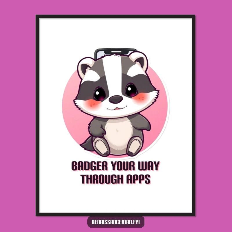 Free Printable Funny Badger Wall Art: Focused Navigator Decor, Downloadable Gift