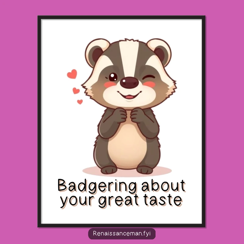 Free Printable Wall Art: Giggling Badger Whispering Secrets - Funny Downloadable Decor!