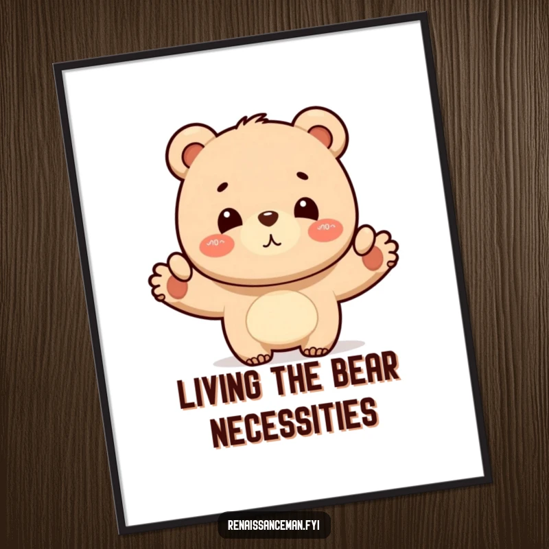 Funny Free Printable Wall Art: A proud bear showcases a perfectly completed layout with a satisfied nod, sophisticated downloadable art.