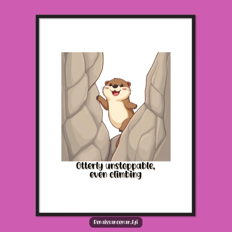 Free Printable Funny Otter Cliff Climb Wall Art - Inspirational Digital Downloadable Decor