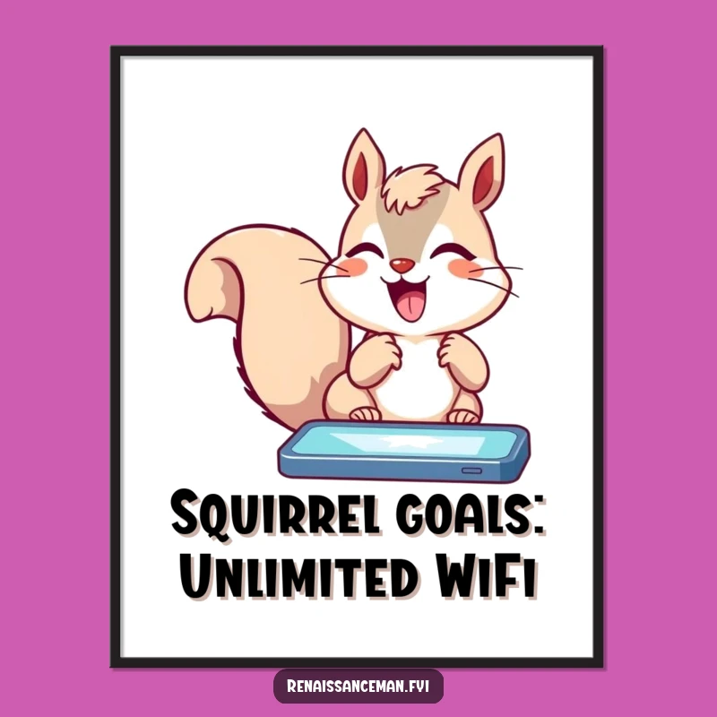 Free Printable Funny Squirrel Wall Art: Excited Techie Downloadable Decor!