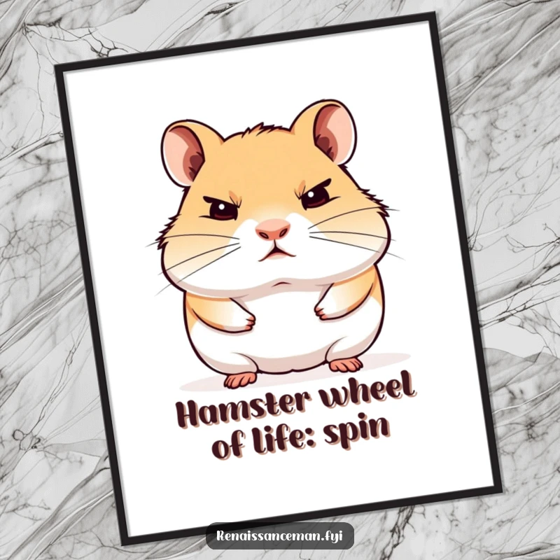 Funny Free Printable Wall Art: A proud hamster stares blankly ahead with a hint of disdain, adding a comically unimpressed vibe.
