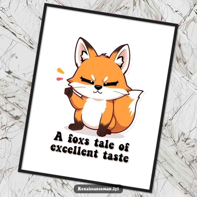 Funny Free Printable Wall Art: Smug fox makes a dramatic point with a condescending head tilt, adding a sophisticated humor to decor.