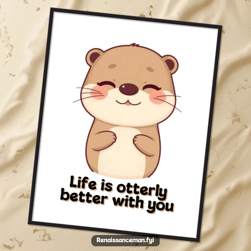 Funny Free Printable Wall Art: A beaming otter offers a tiny, insincere compliment with a wink, adding playful decor to any room.