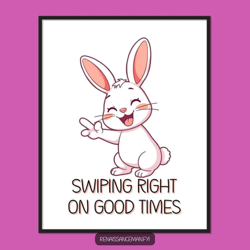 Funny Free Printable Wall Art: Rabbit Dating App Whiz - Humorous Downloadable Decor!
