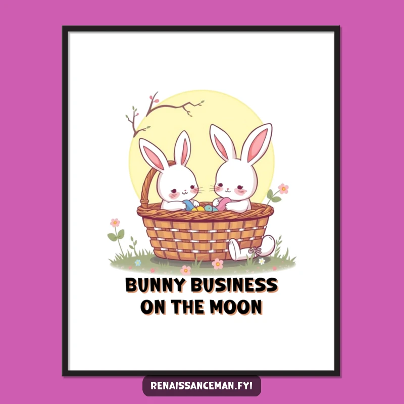 Funny Free Printable Wall Art: Rabbit Moon Picnic - Quirky Downloadable Decor