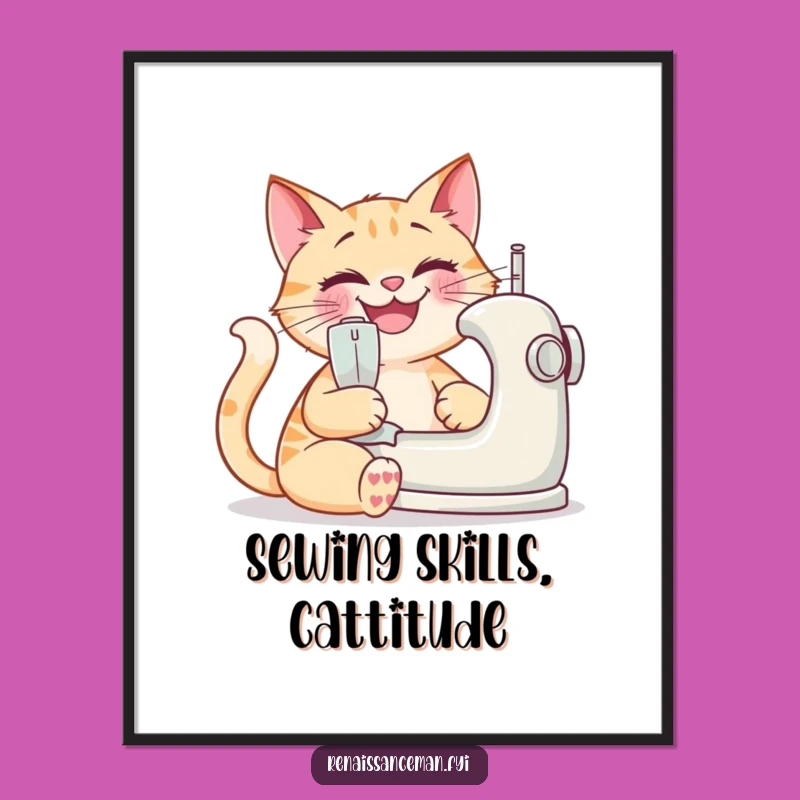 Free Printable Cat Wall Art: Sew Much Fun Downloadable Decor