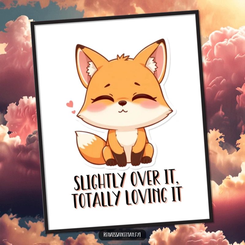 Funny Free Printable Wall Art of a playful fox rolling its eyes with a tiny sigh and a smile.