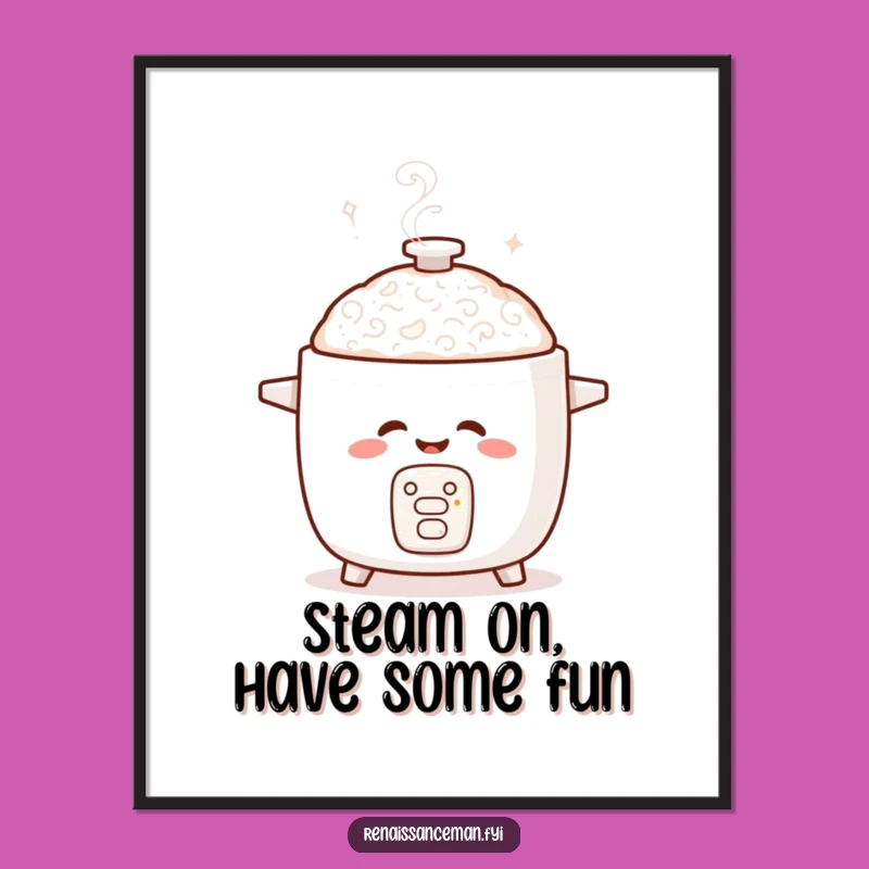 Free Printable Wall Art: Giggling Rice Cooker, Funny Downloadable Kitchen Decor