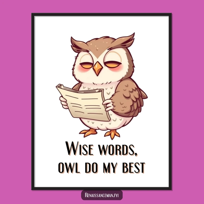 Free Printable Giggling Owl Wall Art - Funny Poetry Scroll Downloadable Decor