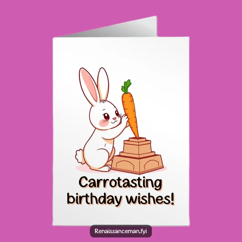 Free Printable Funny Rabbit Card: Carrot Sculptor for a Creative Birthday Surprise