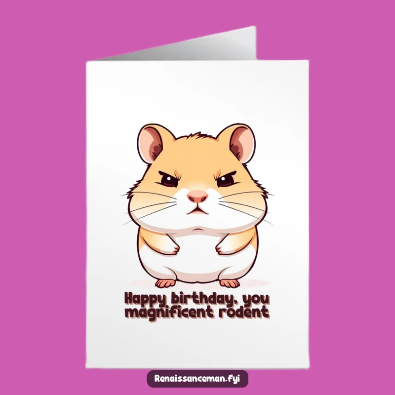 Free Printable Birthday Card: Disdainful Hamster - Funny Downloadable Gift!
