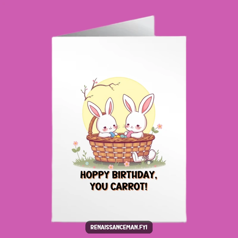 Free Printable Birthday Card: Funny Rabbit Picnic Pals - Downloadable Fun Gift