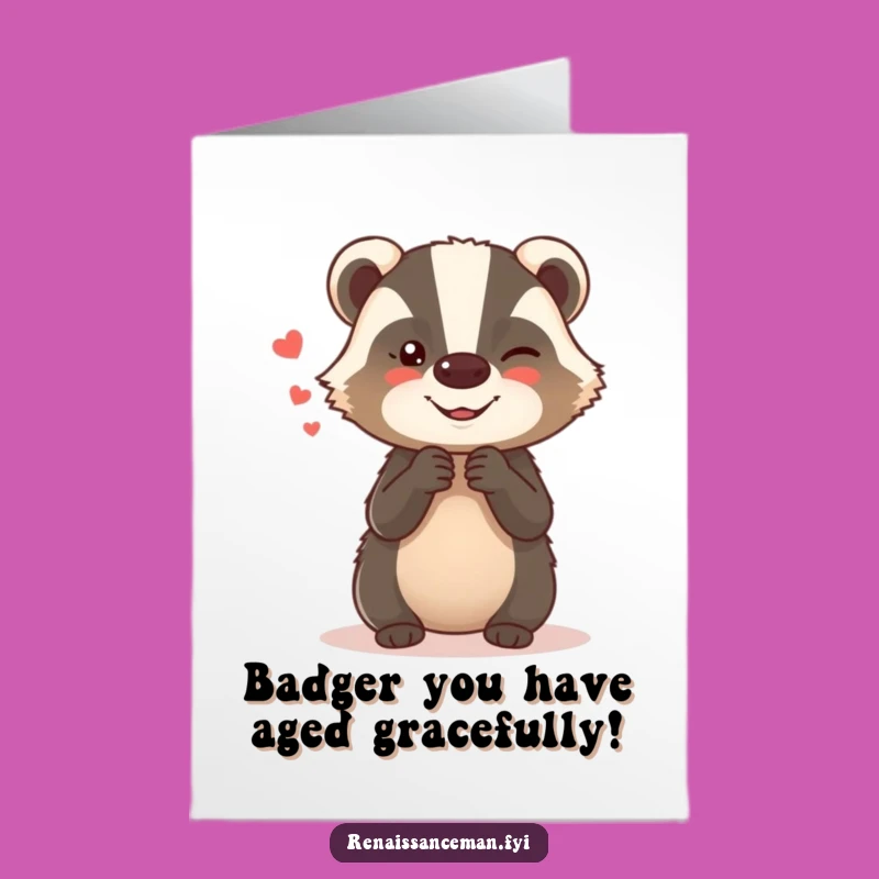 Free Printable Birthday Card: Giggling Badger Whispering Secrets - Funny Downloadable Gift!