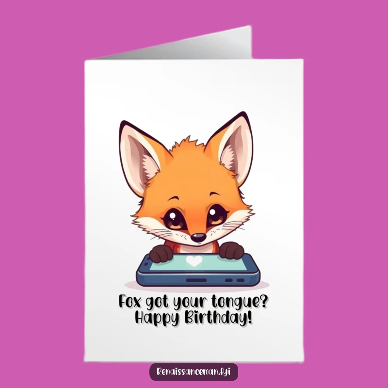 Free Printable Funny Fox Birthday Card: Curious Techie Downloadable Gift!