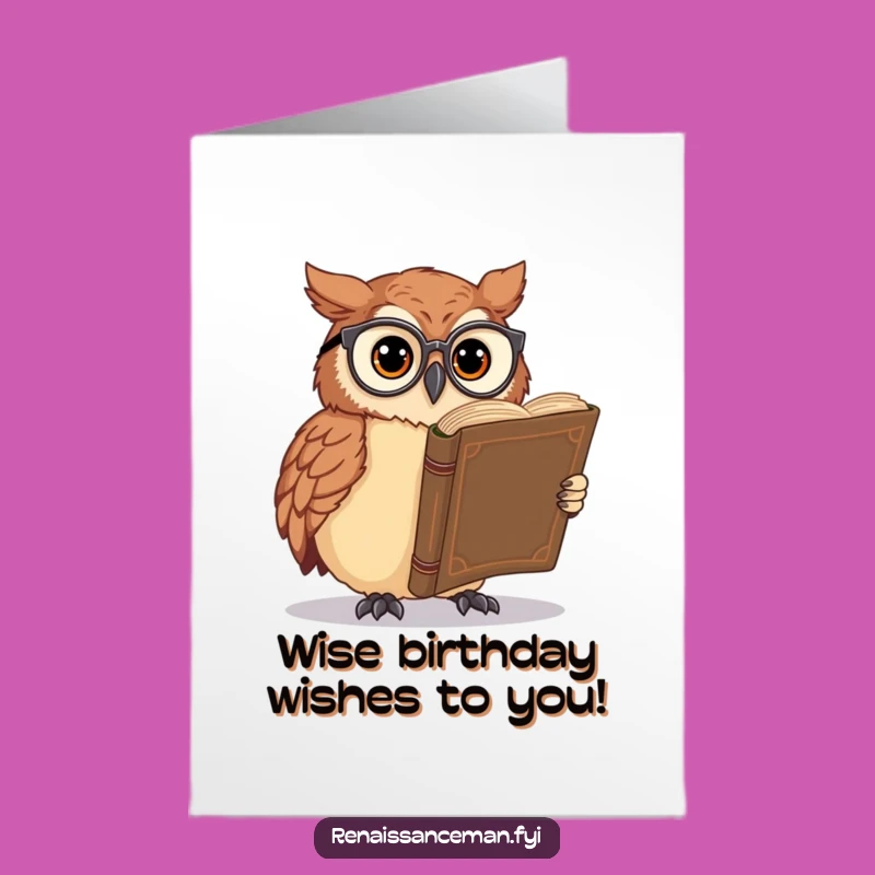 Free Printable Owl Birthday Card: Funny Bookworm Downloadable Gift